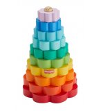 EMPILEUR D'ANNEAUX EN BOIS - PYRAMIDE ARC EN CIEL - FISHER PRICE - HXT77 - JOUET A EMPILER BEBE