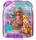 ENCHANTIMALS GLAM PARTY POUPEE CHARISSE CHEETAH ET GUEPARD GRINSY - FIGURINE 15 CM - ANIMAL - MATTEL HNV30