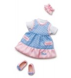 ENSEMBLE ROBE A POIS BLEU 38 CM - TRUDI - HABIT POUPEE (01)