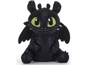 Grand Peluche Krokmou dragon noir 55 cm - Doudou Licence Dragons XL