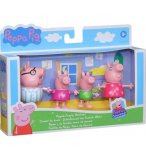 LA FAMILLE PEPPA PIG - 4 FIGURINES : PEPPA LE COCHON MAMAN ET PAPA PIG ET GEORGES - COLLECTION L'HEURE DU DODO - HASBRO