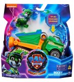 LA SUPER PAT PATROUILLE LE FILM : ROCKY ET CAMION POUBELLE SON ET LUMIERE - FIGURINE CHIEN - VEHICULE DE LUXE - PAW PATROL THE MIGHTY MOVIE