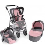 LANDAU COMBINE EMOTION 3 EN 1 ROSE ET GRIS POUPEE - BAYER CHIC 2000 - 63715