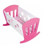 LIT A BASCULE EN BOIS ROSE ET BLANC POUPEE, POUPON - BERCEAU - MOBILIER, ACCESSOIRE DODO