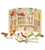 MALLETTE DU BRICOLEUR EN BOIS 40 PIECES - BOITE A OUTILS ENFANT - JEU D'IMITATION BRICOLAGE