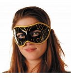 MASQUE LOUP VENITIEN NOIR ET OR FEMME - ACCESSOIRE BAL MASQUE, CARNAVAL