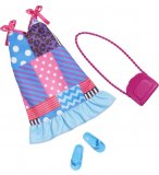 MATTEL - HBV36 - HABIT BARBIE - ACCESSOIRE POUPEE - ROBE BLEUE ET ROSE + SAC A MAIN + CLAQUETTE - VETEMENT POUPEE