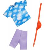 MATTEL - HBV41 - HABIT KEN - ACCESSOIRE POUPEE - VETEMENT - T-SHIRT BLEU ET SHORT VIOLET ET SAC BANANE