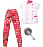 MATTEL - HBV64 - HABIT BARBIE - ACCESSOIRE POUPEE - TENUE CUISINIERE : TABLIER AVEC PANTALON + CASSEROLE - VETEMENT POUPEE