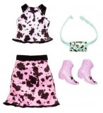 MATTEL - HJT18 - HABIT BARBIE - ACCESSOIRE POUPEE - JUPE ROSE ET NOIR + SAC BANANE + CHAUSSURES - VETEMENT POUPEE