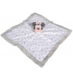 MINNIE LA SOURIS DOUDOU PLAT LANGE BLANC ET GRIS 39 X 39 CM - PELUCHE DISNEY - NICOTOY 5876710