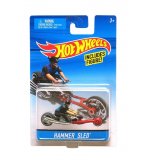 MOTORCYCLE HAMMER SLED - HOT WHEELS - MOTO NOIR - MINIATURE AVEC FIGURINE - MATTEL - X2076