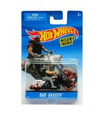 MOTORCYCLE & RIDER : BAD BAGGER - HOT WHEELS - MOTO MINIATURE AVEC FIGURINE - MATTEL - X2084