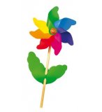 MOULIN A VENT FLEUR ARC EN CIEL 20 CM MULTICOLORE - JEU DE PLEIN AIR, DECORATION JARDIN