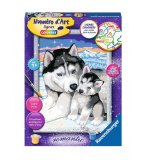 NUMERO D'ART SCINTILLANT DOUX BISOUS DE HUSKY - RAVENSBURGER - 28680 - PEINTURE