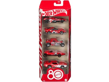 Pack de 5 v�hicules rouges Hot Wheels : Collector 80 ans  - Mattel - JGK08 - Set voitures miniatures