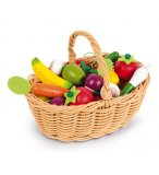 PANIER DE 24 FRUITS ET LEGUMES EN BOIS - JANOD - J05620 - DINETTE, MARCHANDE