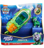 PAT PATROUILLE AQUA PUPS : ROCKY ET SON SOUS-MARIN SAWFISH - FIGURINE CHIEN - VEHICULE DE LUXE - PAW PATROL - SPIN MASTER - 20140365