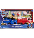 PAT PATROUILLE TRUCK RESCUE : MARCUS ET SON CAMION DE POMPIER + CHASE CAMION DE POLICE - FIGURINE CHIEN - VEHICULE DE LUXE - PAW PATROL