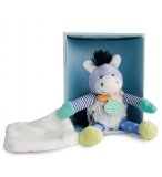 PELUCHE ANE BLEU CHOUPIDOUDOU AVEC MOUCHOIR 18 CM - COFFRET NAISSANCE - DOUDOU ET COMPAGNIE - DC2890