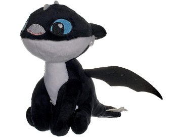 Peluche B�b� Dragon Noir Fl�che 37 cm yeux bleu - Doudou licence Dragons
