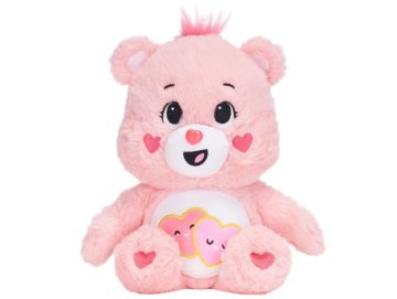 Peluche Bisounours rose avec 2 coeurs - Toucalin 30 cm - Doudou licence