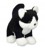 PELUCHE CHAT NOIR ET BLANC 28 CM - WILD PLANET - K8711