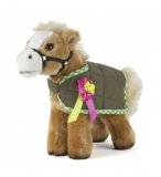 PELUCHE CHEVAL AVEC COUVERTURE VERTE 23 CM - LIVING NATURE - AN351