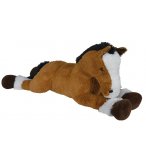 PELUCHE GEANTE CHEVAL COUCHE BRUN 1M10 - ANIMAUX DE LA FERME - NICOTOY