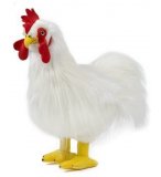 PELUCHE GRAND COQ BLANC 38 CM - ANIMAUX DE LA FERME - LIVING NATURE AN379