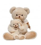 PELUCHE GRAND : OURS ET OURSON BLANC ASSIS 53CM - NICOTOY - 581321