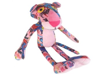Peluche la Panth�re rose avec Graffiti 40 cm - Doudou licence