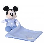 PELUCHE MICKEY AVEC SON MOUCHOIR PHOSPHORESCENTE BLEU 18 CM DISNEY - DOUDOU BRILLE DANS LA NUIT - NICOTOY