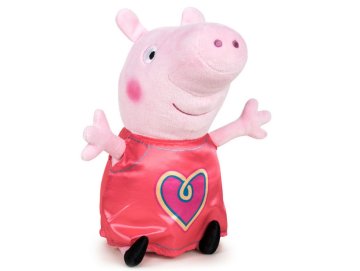 Peluche Peppa Pig tenue coeur 31 cm - Doudou Licence Peppa le Cochon