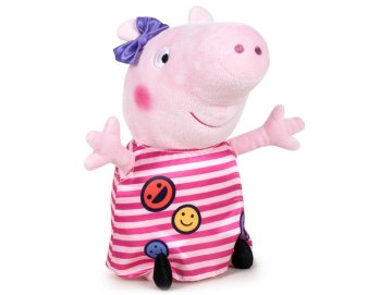 Peluche Peppa Pig Tenue Smiley  31 cm - Doudou Licence Peppa le Cochon