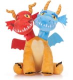 PELUCHE WU ET WEI DRAGON JAUNE ROUGE ET BLEU 35 CM - PELUCHE LICENCE DRAGONS