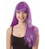PERRUQUE LOLA LONGUE VIOLETTE NEON A FRANGE ADULTE - CARNAVAL
