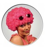 PERRUQUE POP AFRO ROSE COURTE BOUCLEE ADULTE - SOIREE DISCO, CARNAVAL