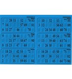 PLAQUE DE 6 GRILLES DE LOTO RIGIDE 1MM BLEU TURQUOISE - CARTONS LOTO - LOTOQUINE