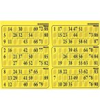 PLAQUE DE 6 GRILLES DE LOTO RIGIDE 1MM JAUNE SOLEIL - CARTONS LOTO - LOTOQUINE