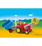 PLAYMOBIL 1.2.3 6964 FERMIER AVEC TRACTEUR ET REMORQUE