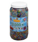 POT DE 13000 PERLES A REPASSER HAMA MIDI COULEURS ASSORTIES PAILLETEES - 211-54