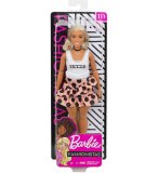 POUPEE BARBIE BLONDE FASHIONISTAS : JUPE ROSE ET HAUT BLANC - MATTEL - FXL51