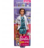 POUPEE BARBIE BRUNE METIER : VETERINAIRE AVEC BLOUSE ET CHATON - MATTEL - GJL63