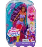 POUPEE BARBIE MERMAID POWER : SIRENE BROOKLYN CHEVEUX VIOLET ET ROSE + OISEAU + 3 ACCESSOIRES - MATTEL - HHG53