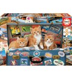 PUZZLE 3 PETITS CHATONS TIGRES DANS UNE VALISE  200 PIECES - COLLECTION ANIMAUX - EDUCA - 18065