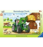 PUZZLE AVEC CADRE - LA FERME LE TRACTEUR ET LES ANIMAUX 15 PIECES - RAVENSBURGER - 060443