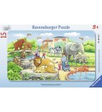 PUZZLE AVEC CADRE - VISITE DES ANIMAUX DU ZOO 15 PIECES - RAVENSBURGER - 061167