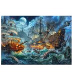 PUZZLE BATEAUX PIRATES ET CREATURES DE LA MER 1000 PIECES - BATAILLE NAVALE - CLEMENTONI - 39777