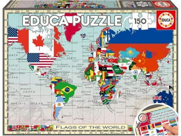 Puzzle carte du monde avec les drapeaux 150 pieces - collection mappemonde / geographie - Educa - 20480